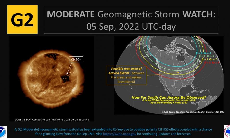 G2 (Moderate) Storm Watch for 05 Sep NOAA / NWS Space Weather Prediction Center
